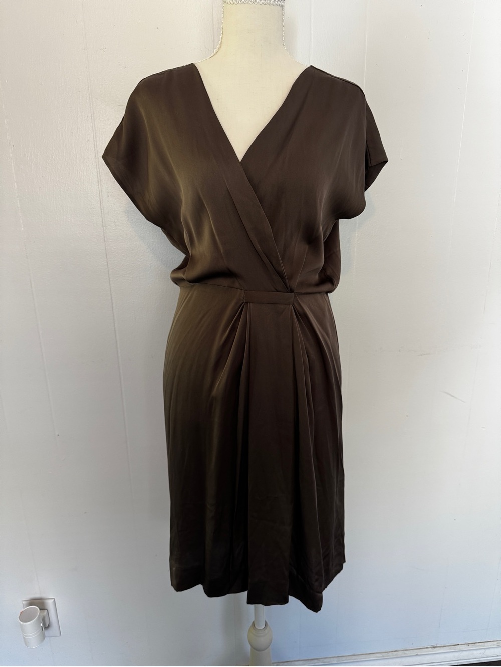Diane von Furstenberg Army Green Wrap-Front Women's Dress